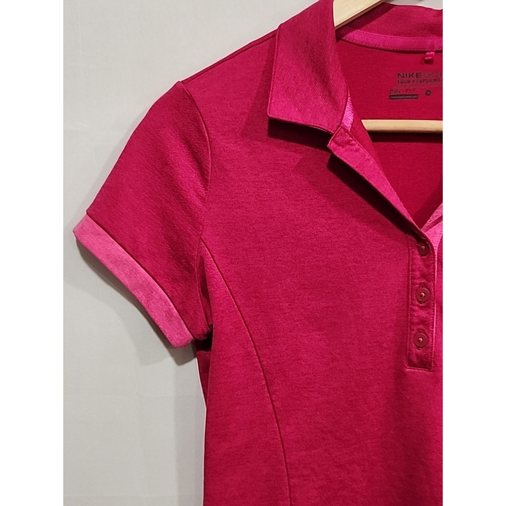 Nike Golf Tour Performance Dri-Fit Shirt Womens S Dark Fuchsia, Short Sleeve - Picture 4 of 12